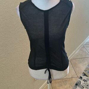 GTSQ Women’s Size M Ruched Front Mesh Tank Black Alternative Grunge Punk Emo NWT